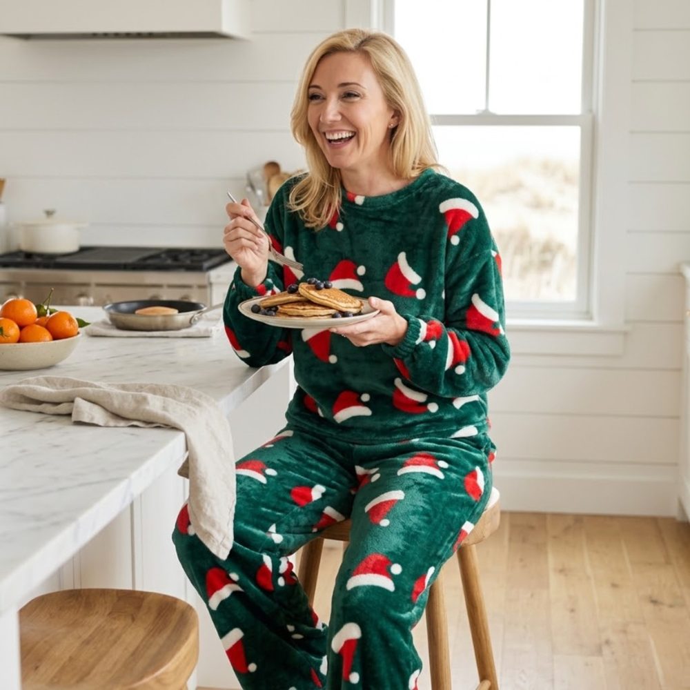 Pyjama polaire bonnets de Père Noël